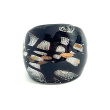 Handmade Glass Acrylic Ring Elegance Silver Stroke Harmonic Infinity Band