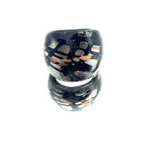 Handmade Glass Acrylic Ring Elegance Silver Stroke Harmonic Infinity Band