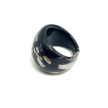 Handmade Glass Acrylic Ring Elegance Silver Stroke Harmonic Infinity Band