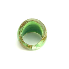Handmade Glass Acrylic Ring Elegance Sparkled Mint Golden Infinity Band