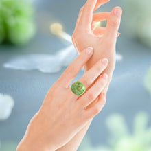 Handmade Glass Acrylic Ring Elegance Sparkled Mint Golden Infinity Band