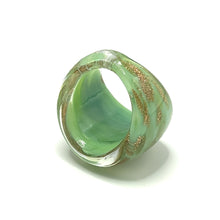 Handmade Glass Acrylic Ring Elegance Sparkled Mint Golden Infinity Band