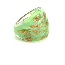 Handmade Glass Acrylic Ring Elegance Sparkled Mint Golden Infinity Band