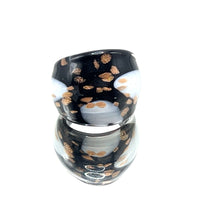 Handmade Glass Acrylic Ring Elegant Monochrome Gilded Infinity Band