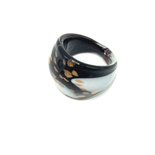 Handmade Glass Acrylic Ring Elegant Monochrome Gilded Infinity Band