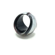 Handmade Glass Acrylic Ring Elegant Monochrome Gilded Infinity Band