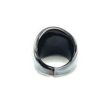 Handmade Glass Acrylic Ring Elegant Monochrome Gilded Infinity Band