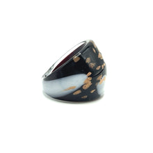 Handmade Glass Acrylic Ring Elegant Monochrome Gilded Infinity Band