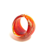 Handmade Glass Acrylic Ring Ember's Brilliance Gilded Infinity Band