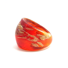 Handmade Glass Acrylic Ring Ember's Brilliance Gilded Infinity Band