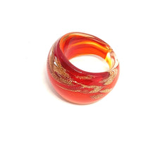 Handmade Glass Acrylic Ring Ember's Brilliance Gilded Infinity Band