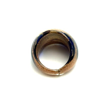 Handmade Glass Acrylic Ring Floral Golden Navy Veils Infinity Band