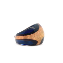Handmade Glass Acrylic Ring Floral Veils Golden Navy Infinity Band