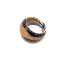 Handmade Glass Acrylic Ring Floral Veils Golden Navy Infinity Band