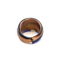 Handmade Glass Acrylic Ring Floral Veils Golden Navy Infinity Band