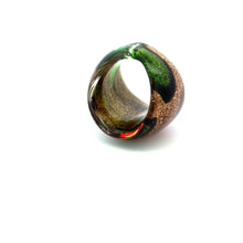 Handmade Glass Acrylic Ring Foliage Autumn Golden Citrus Infinity Band