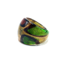 Handmade Glass Acrylic Ring Foliage Citrus Autumn Golden Infinity Band