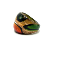 Handmade Glass Acrylic Ring Foliage Golden Citrus Autumn Infinity Band