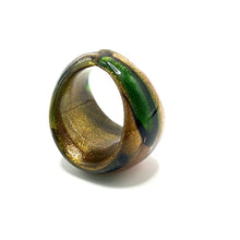 Handmade Glass Acrylic Ring Foliage Golden Citrus Autumn Infinity Band