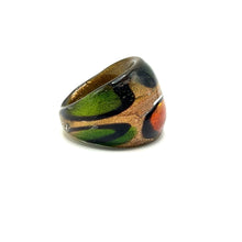 Handmade Glass Acrylic Ring Foliage Golden Citrus Autumn Infinity Band