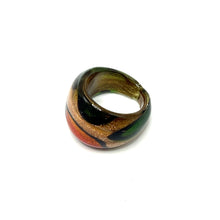 Handmade Glass Acrylic Ring Foliage Golden Citrus Autumn Infinity Band