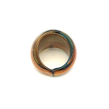 Handmade Glass Acrylic Ring Fusion Golden Elegance Aqua Infinity Band