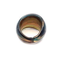 Handmade Glass Acrylic Ring Galactic Gleam Verdant Infinity Band