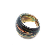 Handmade Glass Acrylic Ring Galactic Gleam Verdant Infinity Band