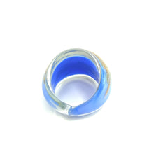 Handmade Glass Acrylic Ring Gilded Azure Opulent Infinity Band