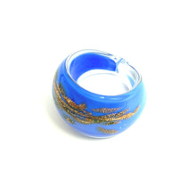 Handmade Glass Acrylic Ring Gilded Azure Opulent Infinity Band