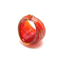 Handmade Glass Acrylic Ring Gilded Brilliance Ember Infinity Band