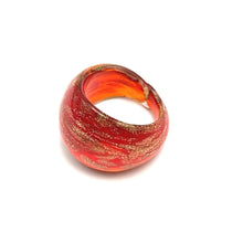 Handmade Glass Acrylic Ring Gilded Brilliance Ember Infinity Band