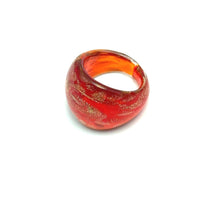 Handmade Glass Acrylic Ring Gilded Brilliance of Ember Infinity Band