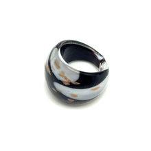 Handmade Glass Acrylic Ring Gilded Elegance Monochromatic Infinity Band