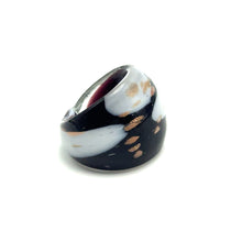 Handmade Glass Acrylic Ring Gilded Elegance Monochromatic Infinity Band