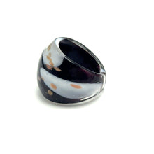 Handmade Glass Acrylic Ring Gilded Elegance Monochromatic Infinity Band