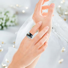 Handmade Glass Acrylic Ring Gilded Elegance Monochrome's Infinity Band