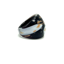 Handmade Glass Acrylic Ring Gilded Elegance Monochromically Infinity Band