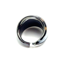 Handmade Glass Acrylic Ring Gilded Elegance of Monochrome Infinity Band