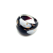 Handmade Glass Acrylic Ring Gilded Elegance of Monochrome Infinity Band