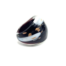Handmade Glass Acrylic Ring Gilded Elegance of Monochrome Infinity Band
