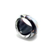Handmade Glass Acrylic Ring Gilded Elegance of Monochrome Infinity Band
