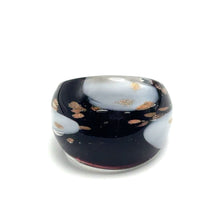 Handmade Glass Acrylic Ring Gilded Elegance of Monochrome Infinity Band