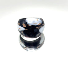 Handmade Glass Acrylic Ring Gilded Elegance of Monochrome Infinity Band