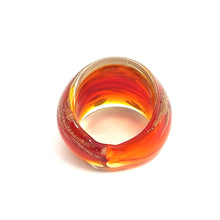 Handmade Glass Acrylic Ring Gilded Ember Brilliance Infinity Band