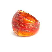 Handmade Glass Acrylic Ring Gilded Ember Brilliance Infinity Band
