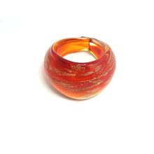 Handmade Glass Acrylic Ring Gilded Ember Brilliance Infinity Band