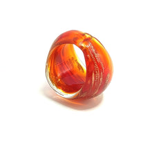 Handmade Glass Acrylic Ring Gilded Ember Brilliance Infinity Band