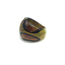 Handmade Glass Acrylic Ring Gilded Foliage Infinity Band