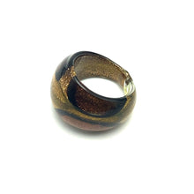 Handmade Glass Acrylic Ring Gilded Foliage Infinity Band